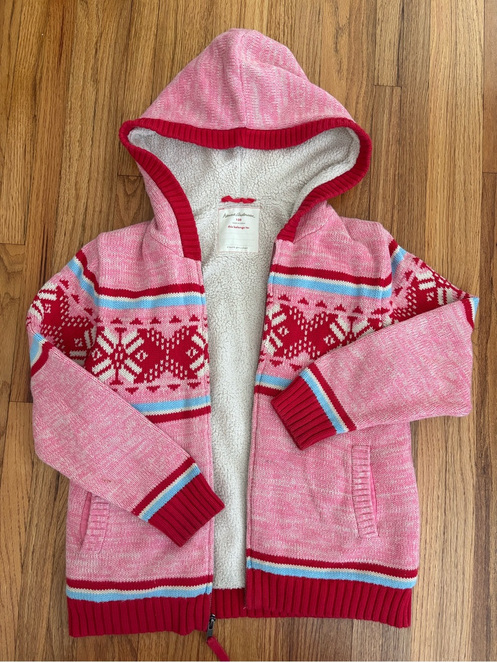 Hanna Anderson - Pink Hooded Fleece Lined Sweater with Hood